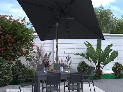 Rectangular Patio Umbrella With Crank Tilt, Polyester UV-Resistant Canopy