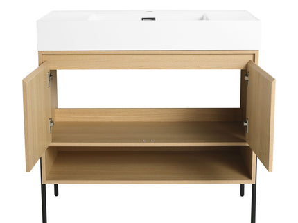 Modern Bathroom Vanity Combo With Single Resin Sink And Storage Cabinet