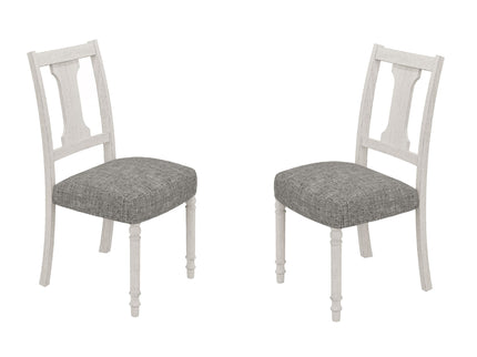 Tannen - Round 5 Piece Dining Table (Set of 5) - White And Gray