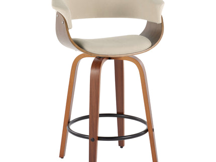 Vintage Mod - Mid Century Modern Fixed Height Counter Stool & Swivel With Round Footrest (Set of 2)
