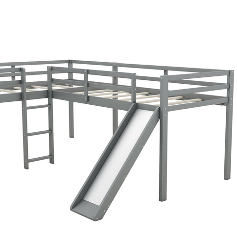 L Shaped Loft Bed With Ladder And Slide