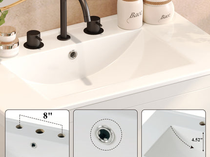 Double Sinks Bathroom Vanity Set With 2 Ceramic Basins