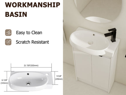 Freestanding Bathroom Vanity With Sink And Storage Rack, Soft Close Doors Base With Basin