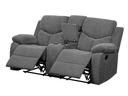 Kalen - Chenille Loveseat With Console - Gray