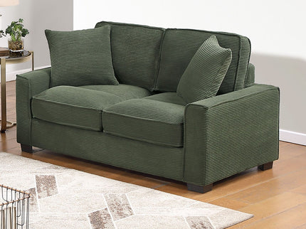 Sofa & Loveseat 2 Piece Set With Accent Pillows - Forest Green