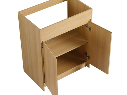 28" Freestanding Bathroom Vanity With Sink, Soft Close Doors - Oak