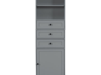 Tall Storage Cabinet With 3 Drawers And Adjustable Shelves For Bathroom