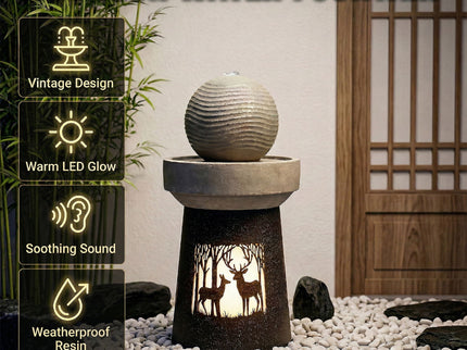 Outdoor Garden Lantern With Warm LED Light Deer Silhouette Decorative Landscape Light For Patio - White / Gray