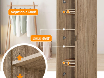 Storage Cabinet With Adjustable Shelves, 2 Doors, Rectangle Design For Bathroom