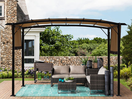 Outdoor Patio Pergola Gazebo - Steel Frame Sun Shelter With Retractable Canopy