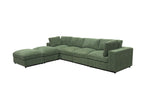 Dark Green / 3 Pc. Sectional Sofa, 2 Ottomans