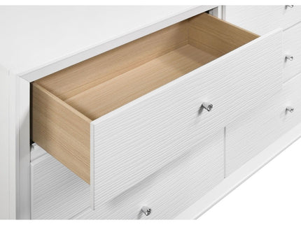 Dresser With Mirror, Angled Legs, Round Knobs - White