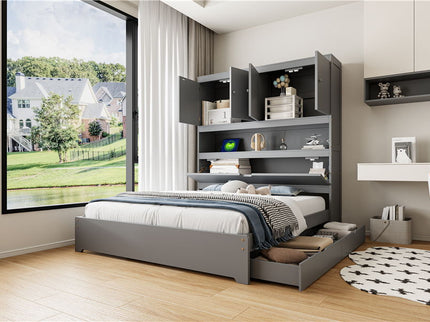 Platform Bed With USB, Storage Headboard & Drawers