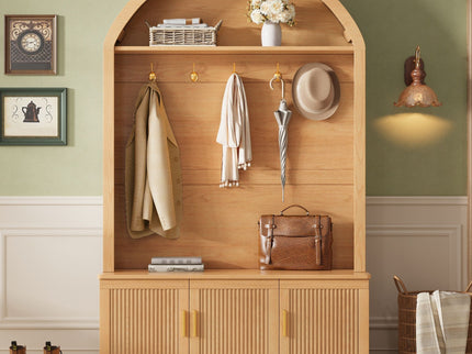 Arched Top Hall Tree With 5 Hooks