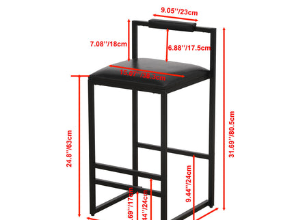 Elegant Bar Stool Set With Backrest And Footrest, Counter Height (Set of 2)