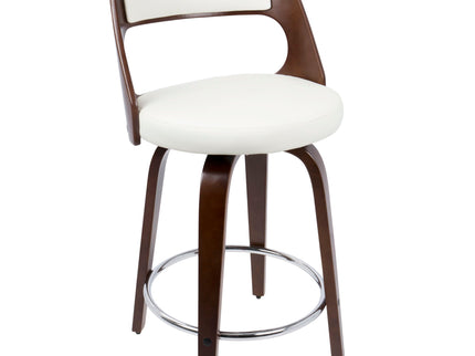 Cecina - Mid-Century Modern Fixed Height Counter Stool With Swivel And Round Footrest (Set of 2)
