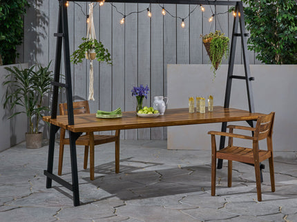 Huckleberry - Acacia Wood Outdoor Dining Table With Plant Hanger - Teak