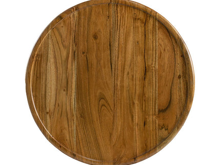 Drum Side Table With Tray Style Top - Brown