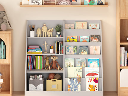 Bookshelf And Toy Storage Organizer, 4 Tier Bookcase With Display Stand For Playroom