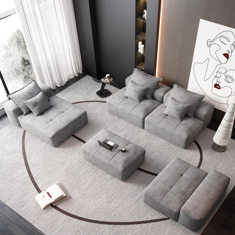 Modern Oversized, Modular Sectional Sofa With Pillows