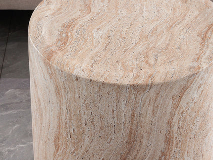 Tall Cylindrical Accent Coffee Table In - Beige / Yellow