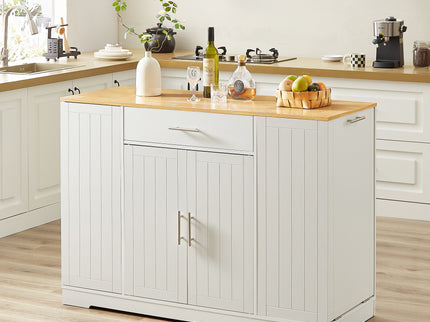 Modern Farmhouse 53" Kitchen Island with Storage Drawers & Concealed Trash Cabinet – White Finish