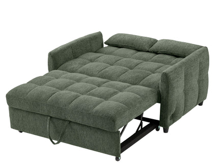 Loveseat Sofa Pull-Out Bed With Adjustable Backrest, 3 USB Ports And 2 Lumbar Pillows For Living Room