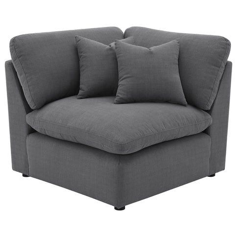 6 Piece Upholstered Modular Sectional Sofa With Reversible Cushions And Ottoman - Charcoal