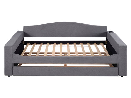 Upholstered Daybed With Storage Armrests, Trundle And Latest Integrated tooth Audio System