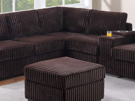 Contemporary L-Shaped Sectional Set With USB Console & Ottoman