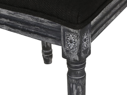 French Country Dining Chair With Rectangular Cane Backrest And Smooth Upholstered Seating