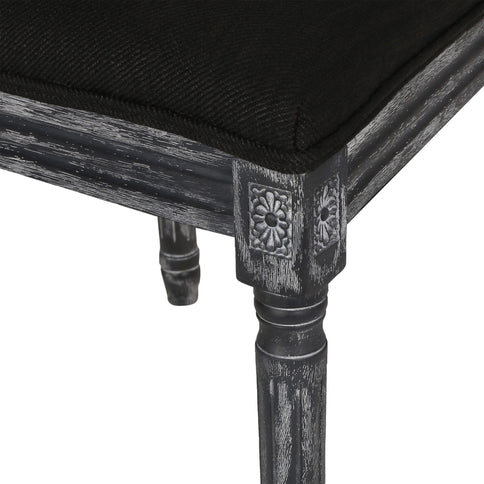 French Country Dining Chair With Rectangular Cane Backrest And Smooth Upholstered Seating