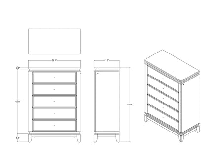 Adalid - 5 Pieces Bedroom Set With LED Lights And Glittered Detailing
