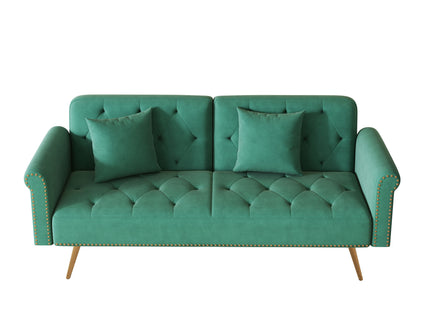Luxurious Sofa Bed With Nail Head Trim And Matching Pillow
