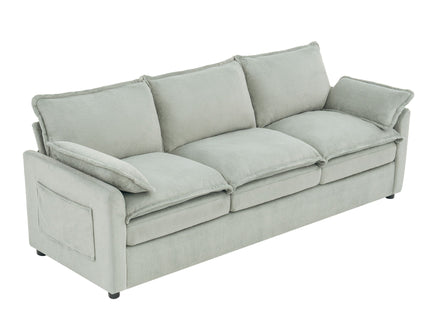 Modern 3 Seater Sofa With Side Storage Pockets For Living Room
