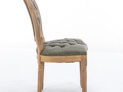 French Style Solid Wood Frame Antique Painting, Hand-Pulled Buckle Decoration Artificial Dining Chair With Nailhead Trim, Wood Legs