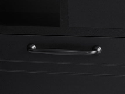 Modern Tall Storage Cabinet With Adjustable Shelves, Flip-Out Basket & Enclosed Doors