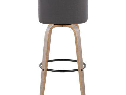 Toriano - Mid-Century Modern Fixed Height BarStool With Round Footrest (Set of 2)