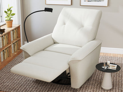 270° Power Swivel Rocker Recliner Chair With Phone Holder, Electric Glider Reclining Sofa With USB Ports For Living Room Bedroom - Beige