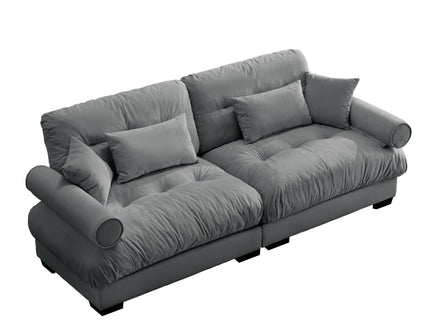 Modern Oversize Sofa With Cloud Like Comfort, Featuring Waist And Throw Pillows