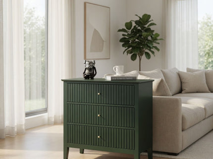 Fluted 3 Drawer Nightstand With Soft Close Slides