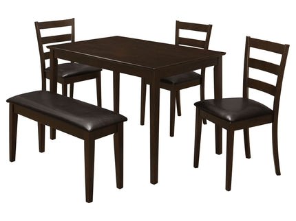 Arvin - 5 Piece Dining Set With Rectangular Table And Bench With Seats - Cappuccino