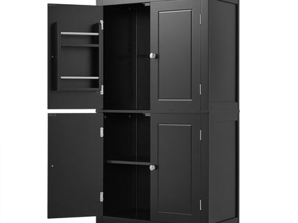 Elegant Bathroom Floor Storage Cabinet With 4 Doors, Adjustable Shelves