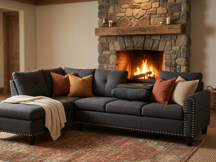 L - Shaped Sectional Sofa With Movable Left Chaise