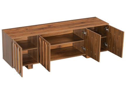 Farmhouse TV Stand, Storage Media Console With Adjustable Shelves & 3 Cable Holes