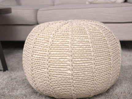 Bordeaux - Knitted Round Pouf Ottoman And Floor Cushion