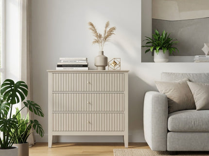 Fluted 3 Drawer Nightstand With Soft Close Slides