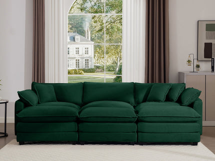Modern Modular Cushion Sofa With Ottoman, Low Back, Deep Seating Sofa Set