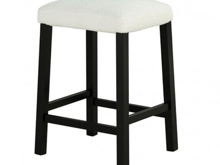 Dining Table Set With Storage Shelves, 3 Piece With 2 Stools - Black / Ivory / White