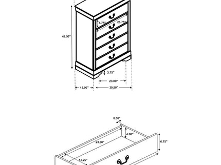 Janson - 5 Drawer Bedroom Chest - Cappuccino
